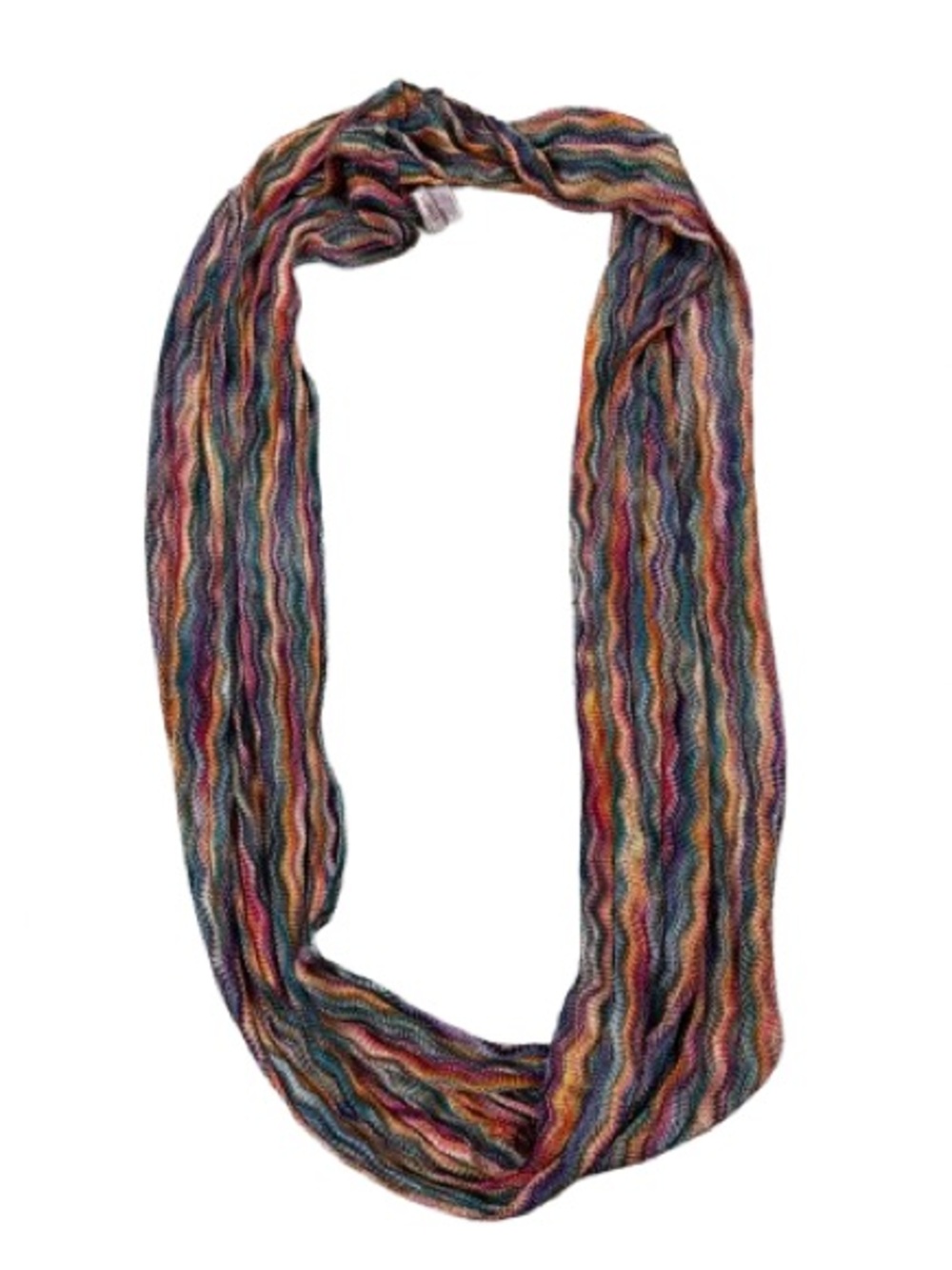 Candie's colorful hippie Multicolor Striped Wavy Knit Infinity Scarf festival